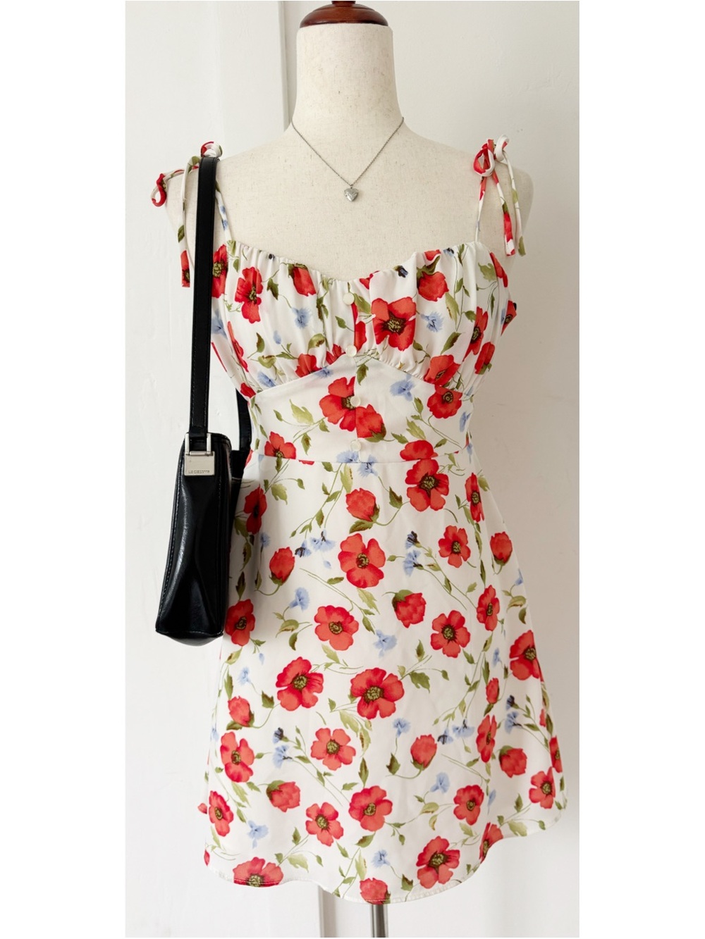 Forever 21 Floral Red and White Mini Summer Dress